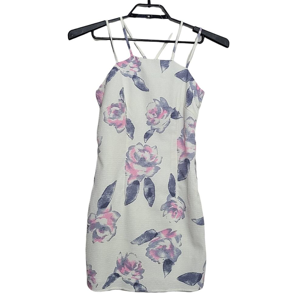 Tobi Y2K Mini Dress Small White Floral Short Strappy